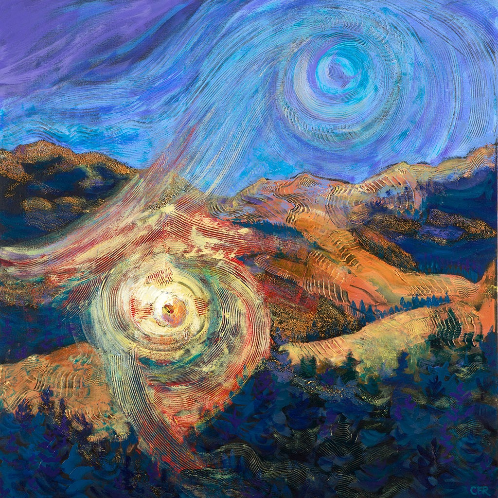 When the Moon Falls From the Sky, original acrylic painting by Christine Reimer