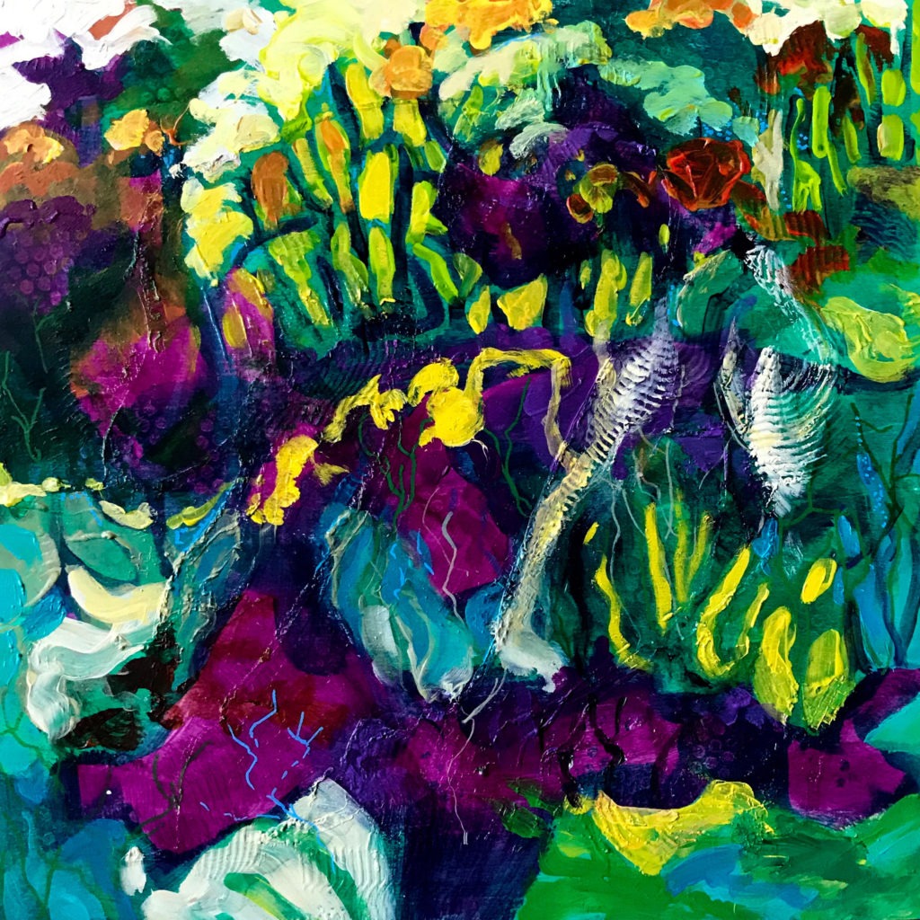 Purple Muse, original acrylic painting by Christine Reimer, 16 x 16