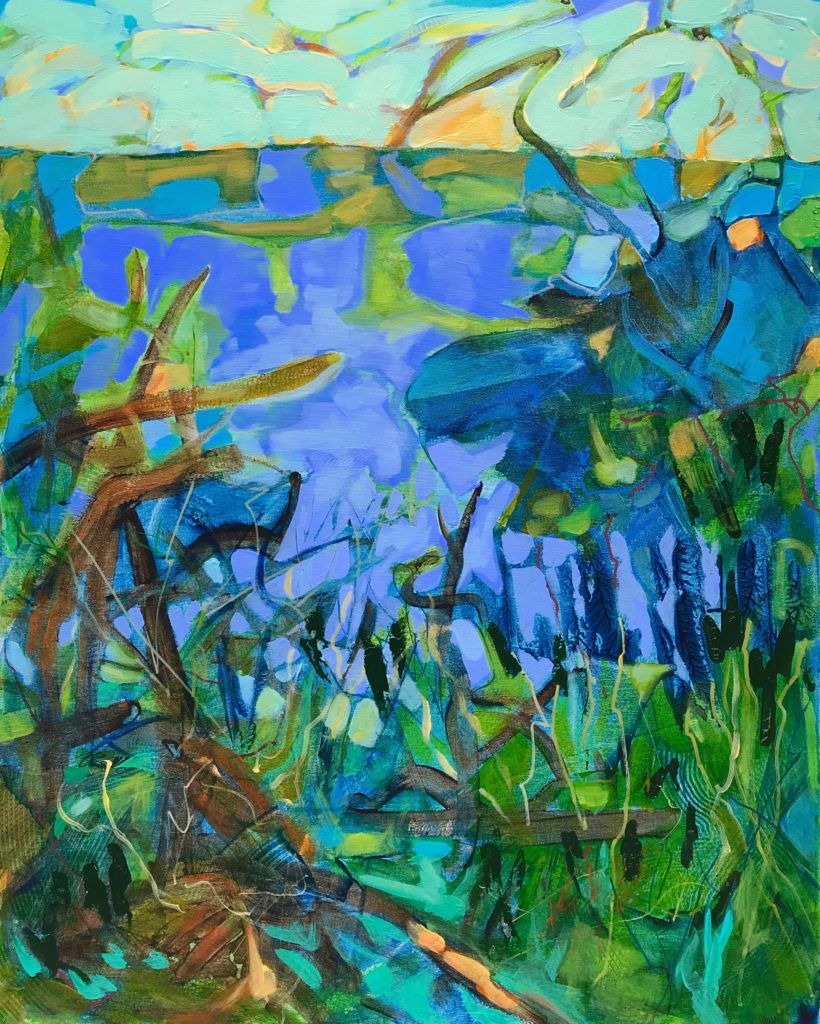 Blue Marsh, original acrylic painting by Christine Reimer, 30 x 24