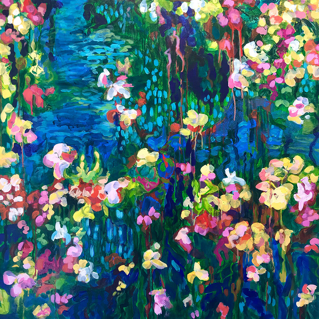 Christine Reimer, Monet's Garden, 36 x 36, acrylic on canvas