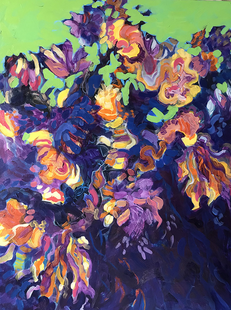 Christine Reimer, Midnight Garden II, 40 x 30, acrylic on canvas